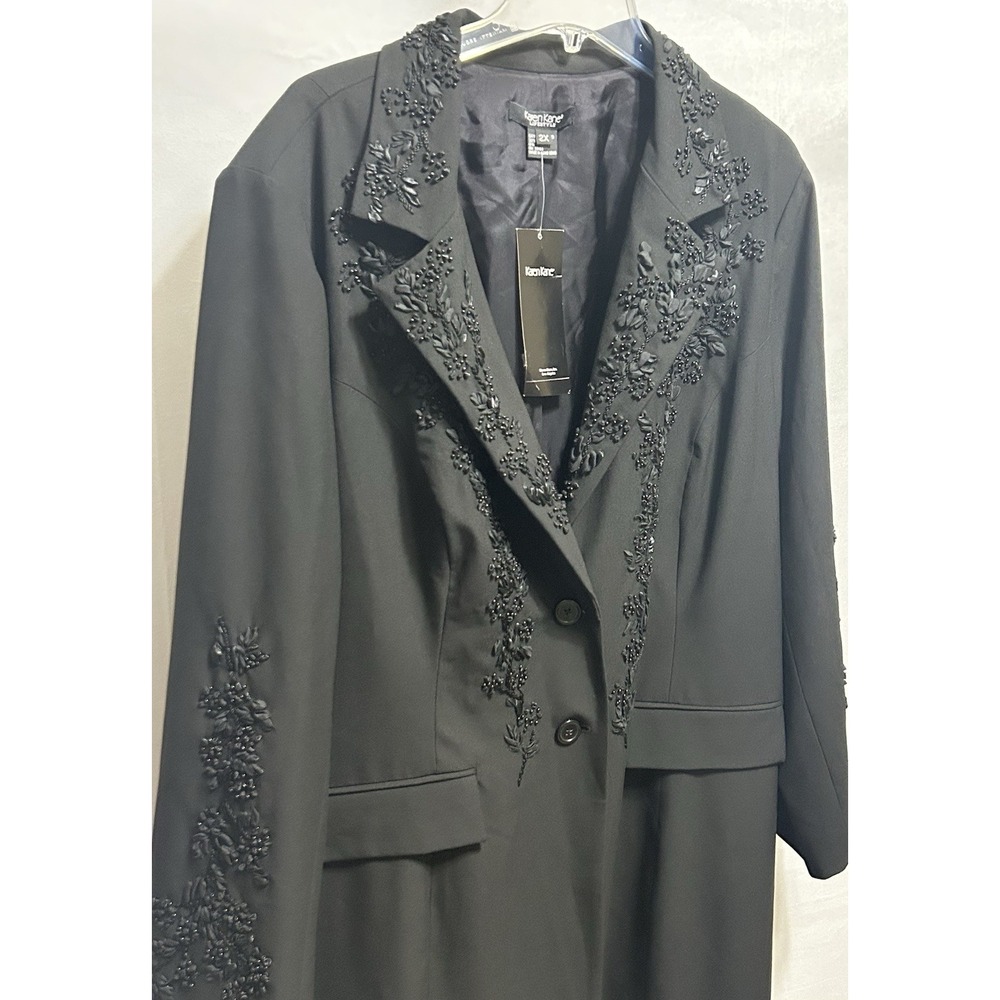 Karen Kane Womens 2X Black Ribbon Woven Floral Stud Decor Holiday Jacket NWT - Picture 11 of 14